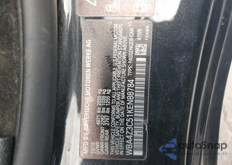 2019 BMW 430Xi from USA, damaged, VIN WBA4Z3C51KEN88784